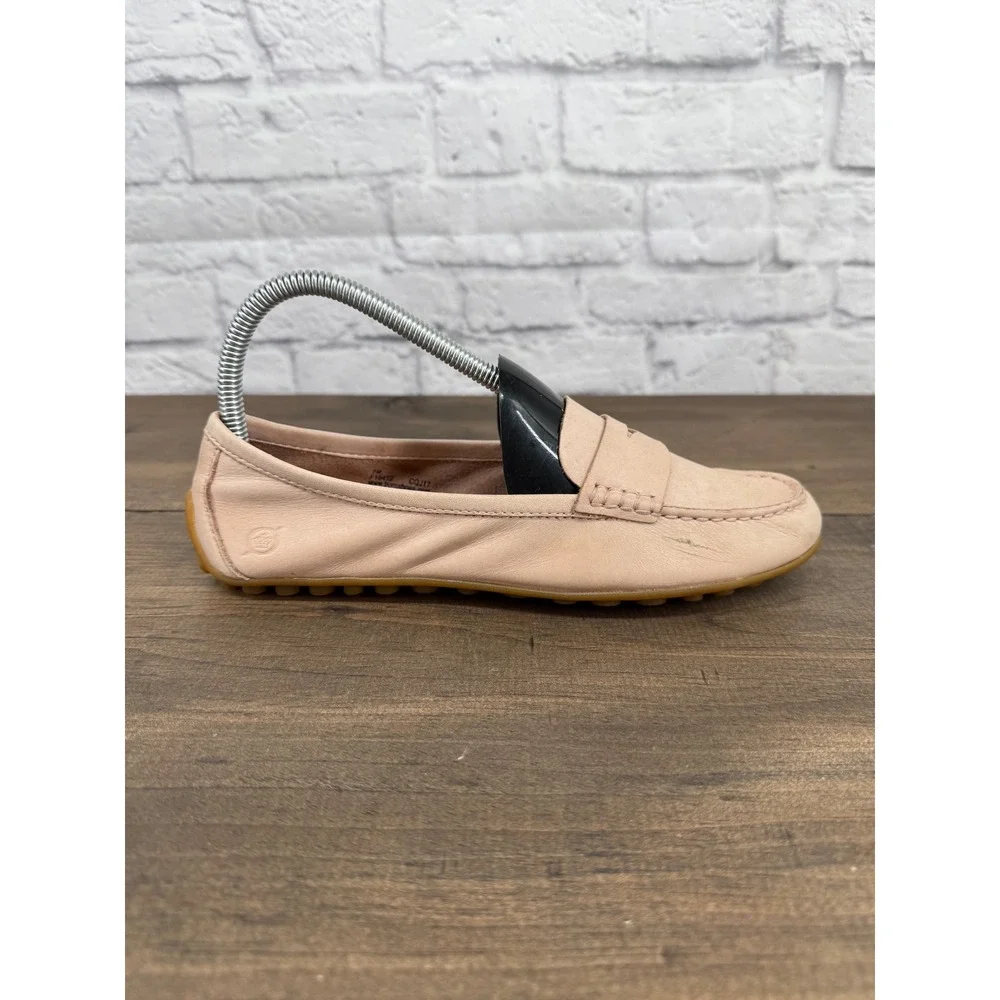Born Crown Ballet‎ Flats Loafers 7M Blush Pink Leather Driving Moccasins Slip On
